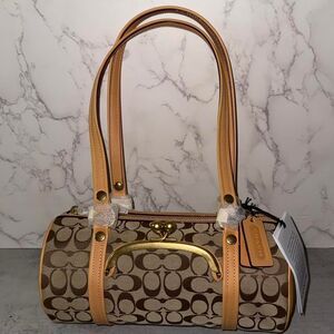 Coach Kisslock Barrel Bag 28 Signature Brown